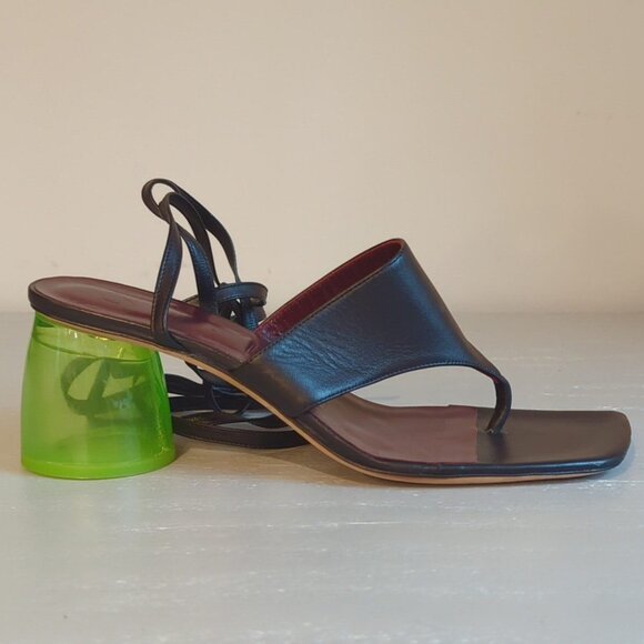 STAUD Shoes - Staud Adora Leather Sandals Size 39 with Green Block Heel